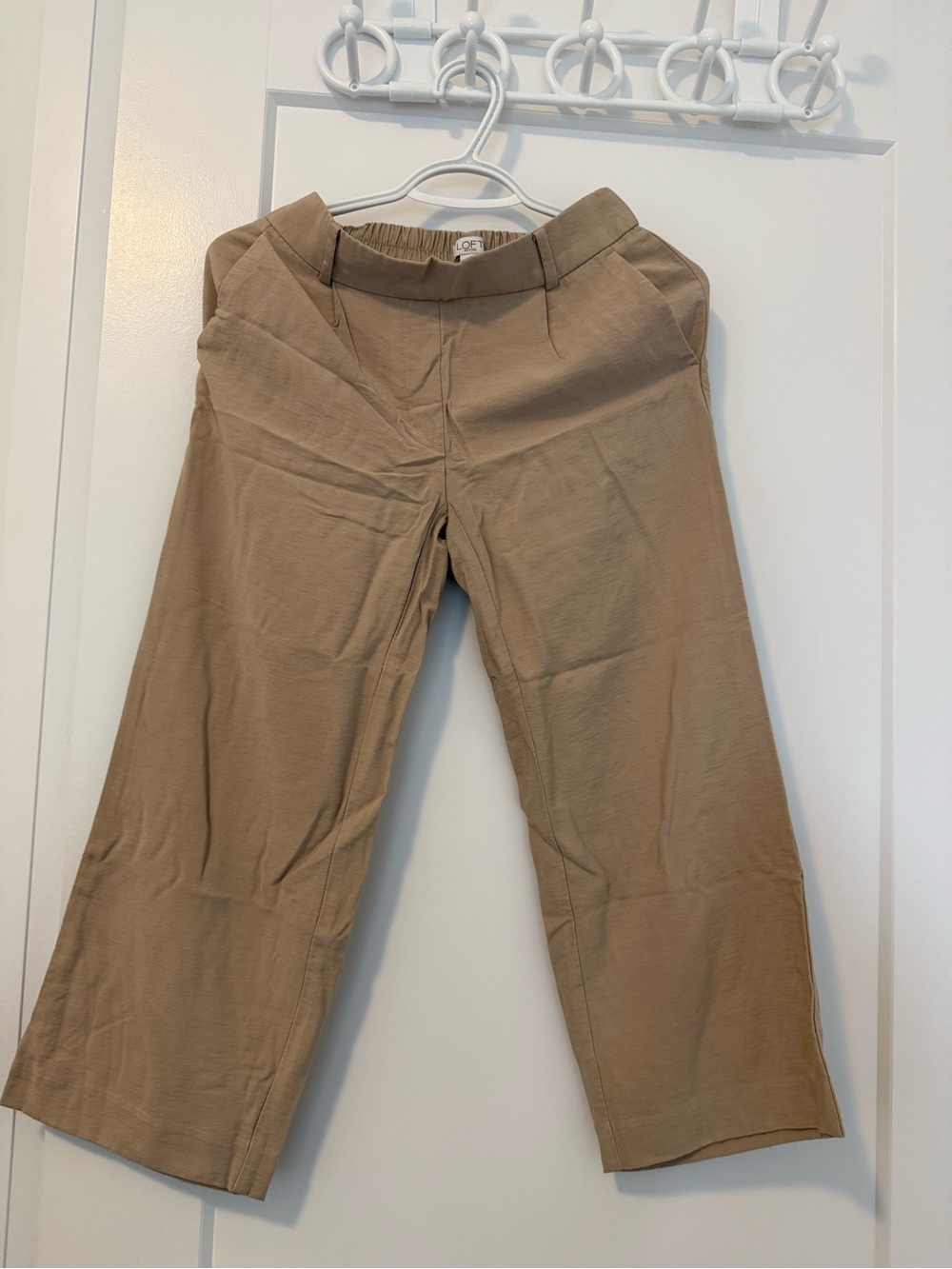LOFT Wide-Leg Cropped Pants in Tan